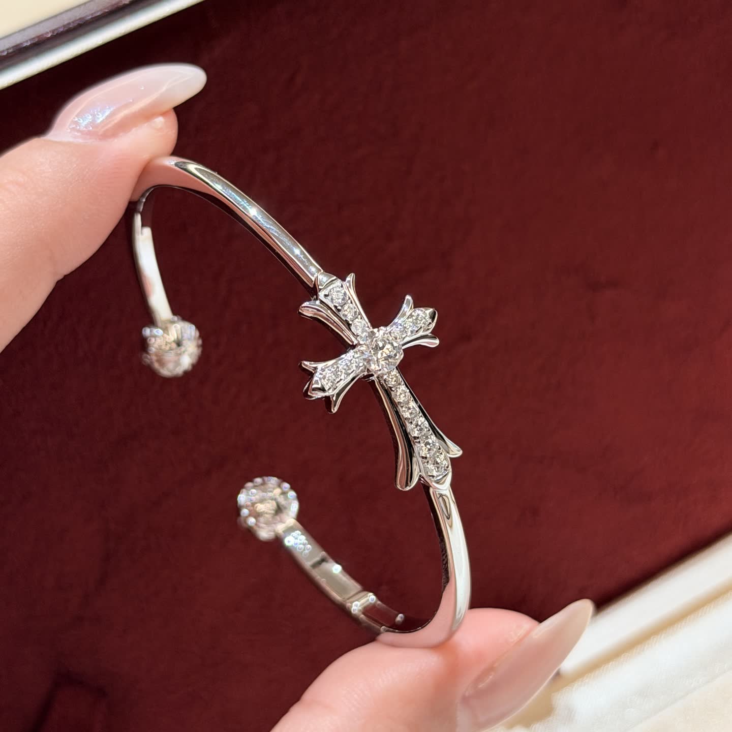 Chrome Hearts Silver Cross Diamond Bracelet Chrome Hearts Silver Cross Diamond Bracelet